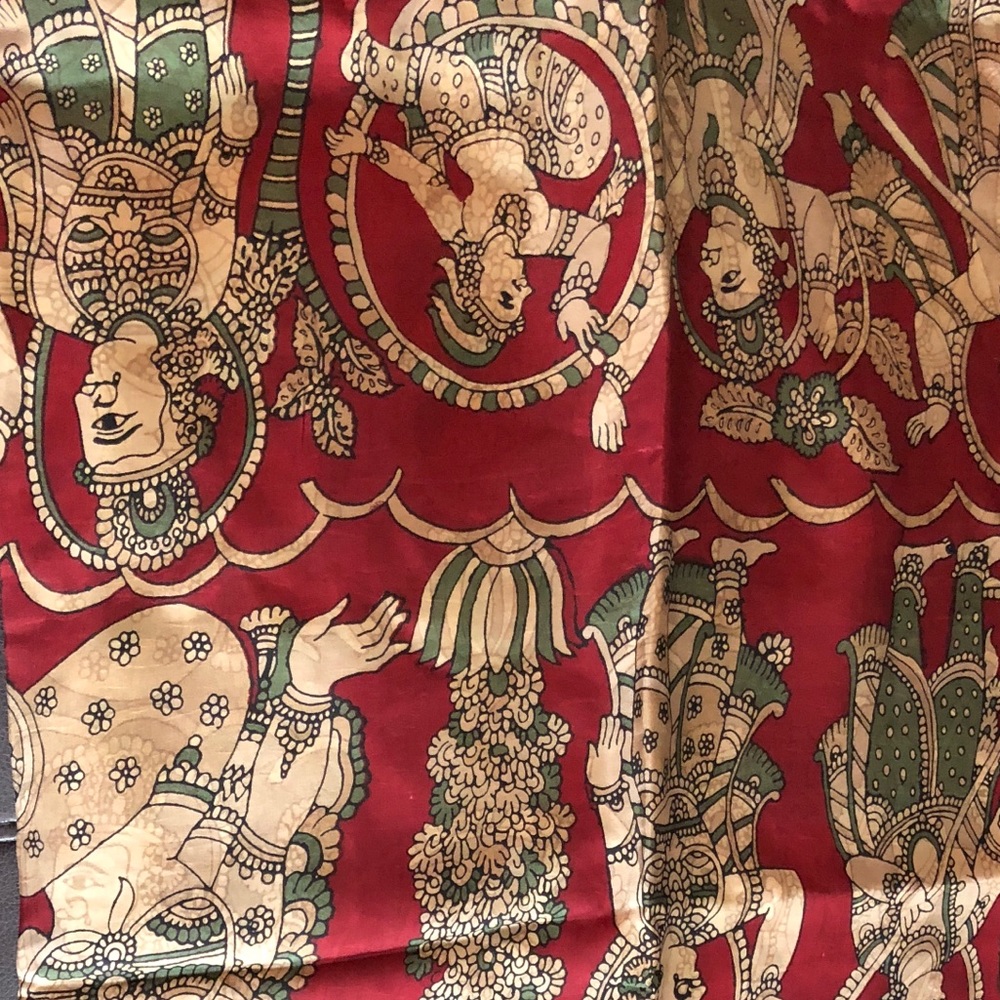 New Handloom printed silk saree with green blouse